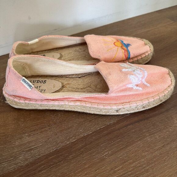 Anthropologie Soludos X Lockhart Embroidered aloha sun espadrille platform 8.5 - Picture 2 of 9